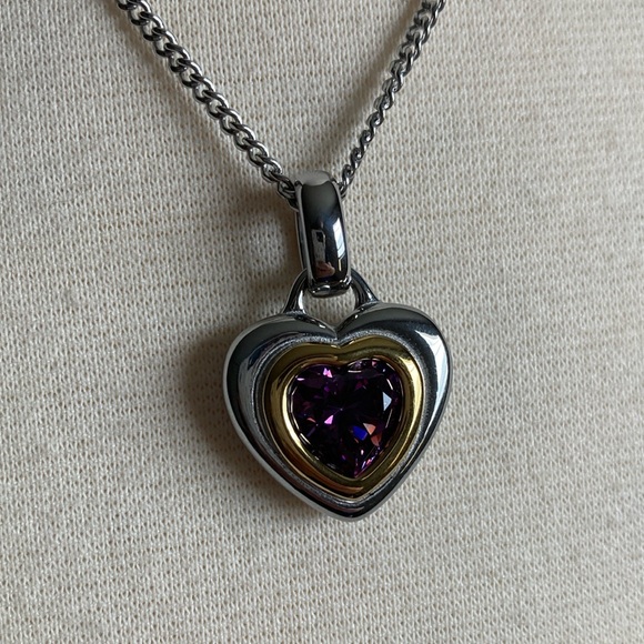 Gavu Jewelry - Silver and Purple Heart Pendant Necklace